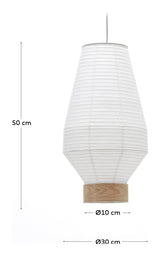 Hila Ceiling Lamp Screen, White Paper with natural wood veneer, Ø30