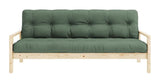 Knob Sofa bed, Lacquered Pine, Olive Green