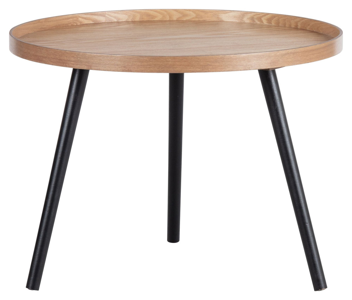 Woood Mesa Side Table L - Ash veneer/Black, Ø60