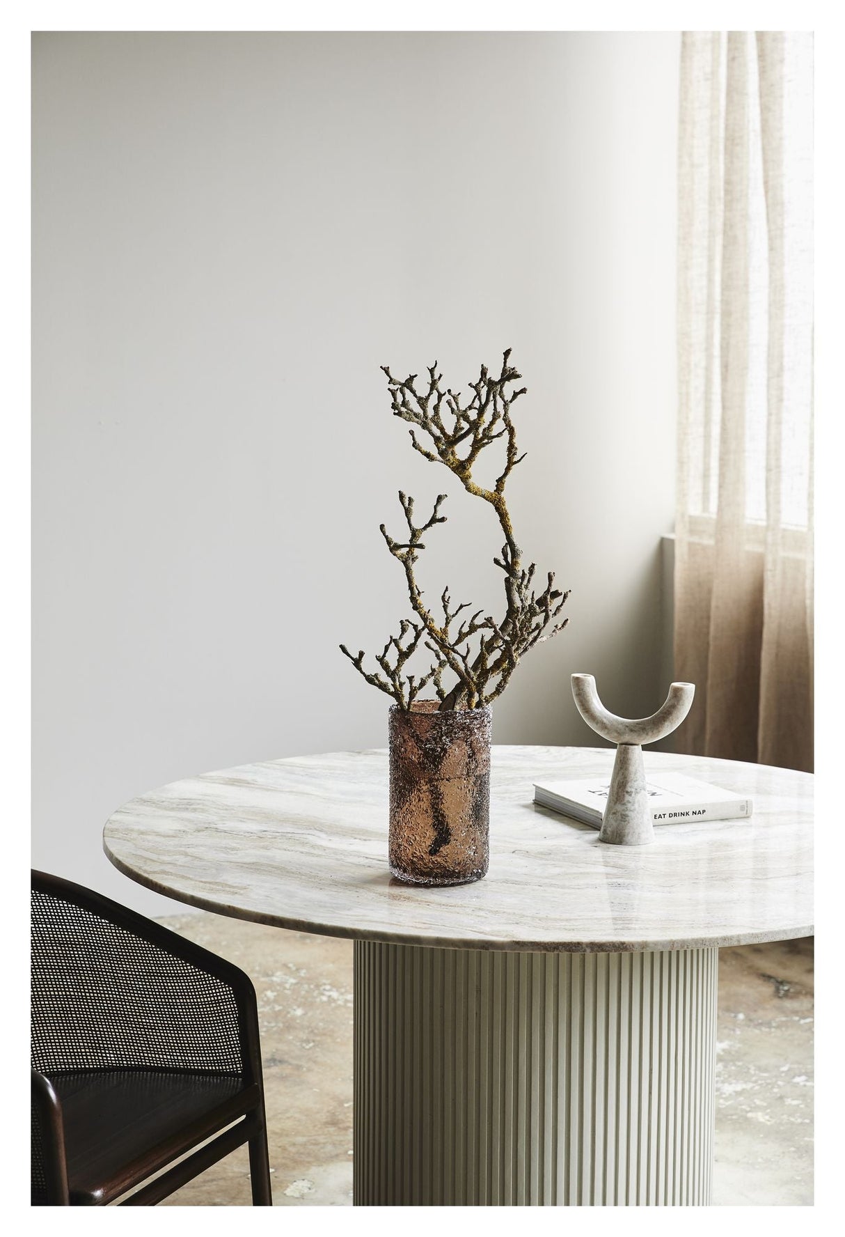 Nordal ERIE Dining table - White Marble top, Ø140