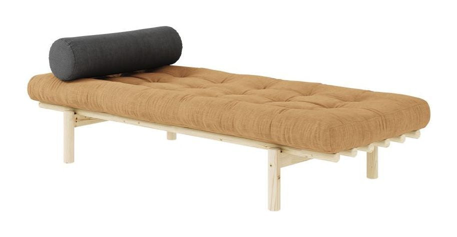 Next Daybed Sofa Bed, Lacquered Pine, Brown Velvet