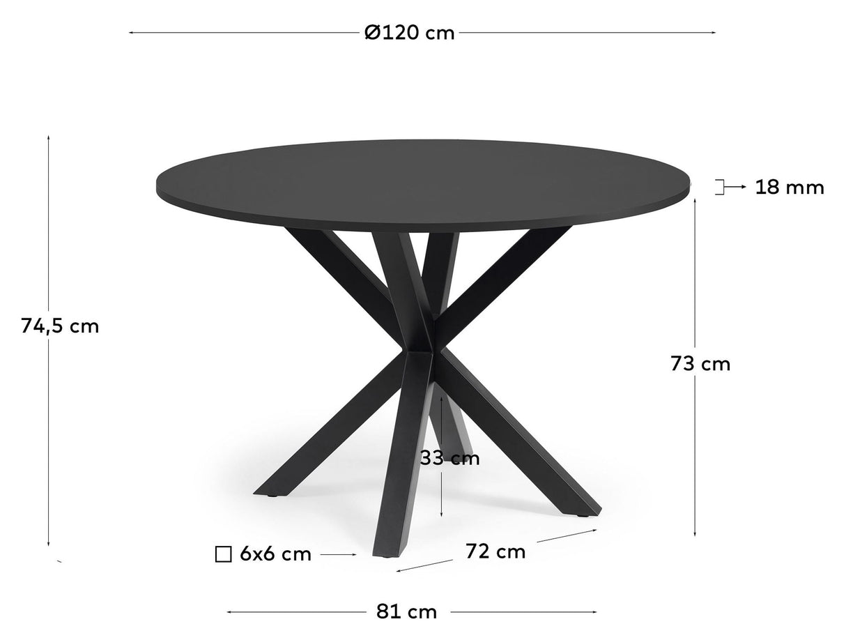 Argo Full Dining Table Ø119 Black lacquered