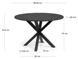 Argo Full Dining Table Ø119 Black lacquered