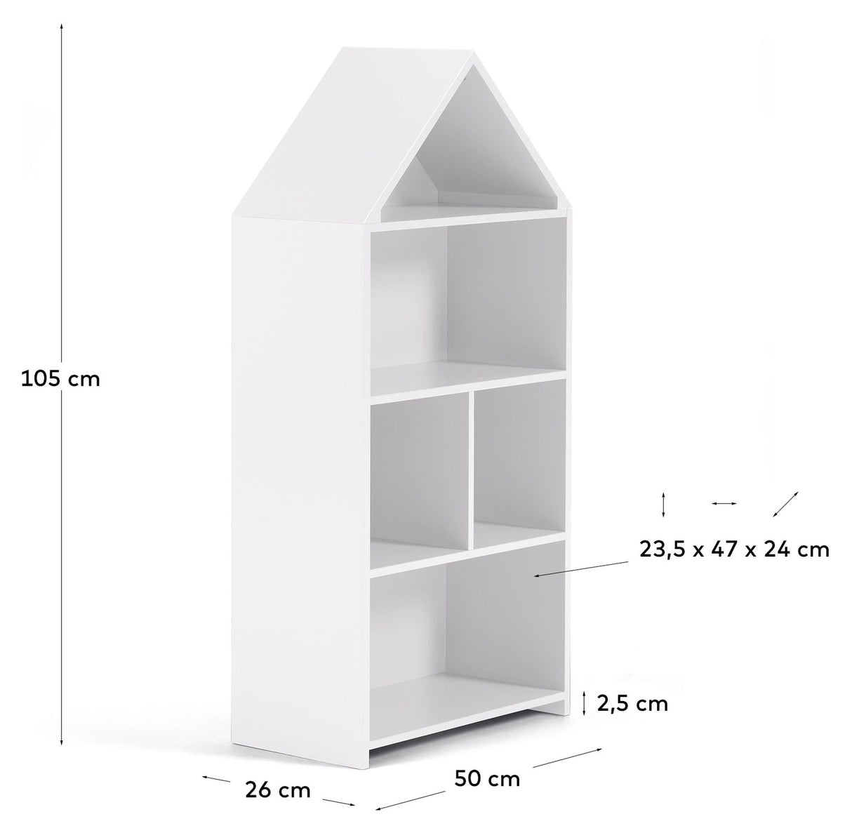 Celeste kids’ little house bookcase, White