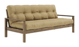 Knob Sofa bed, Brown lacquered pine, Wheat Beige