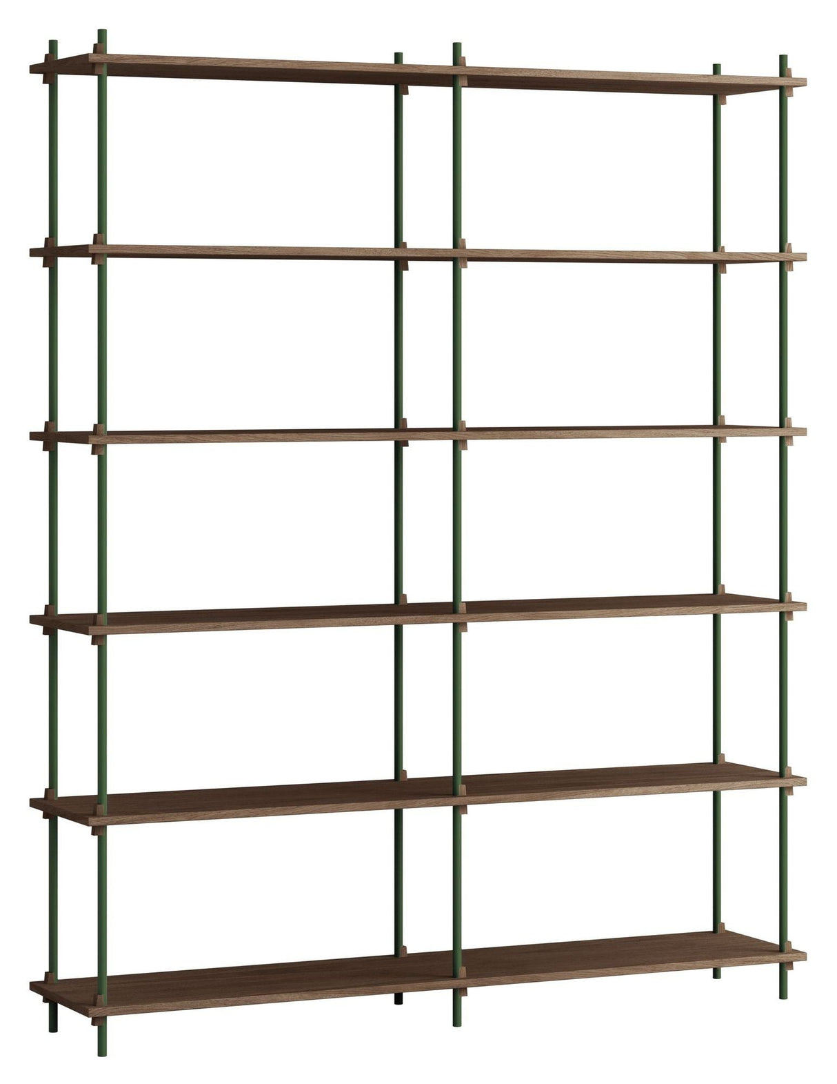 Shelving System, 2 bays, 12 shelves, H:200, Smoked Oak/Green