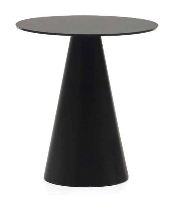 Wilshire Side table, Tempered glass, Matte black, Ø50