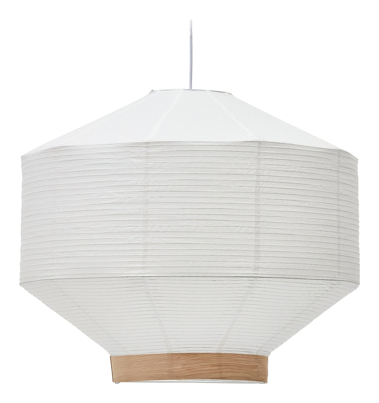 Hila Ceiling Lamp Screen, White Paper with natural wood veneer, Ø80