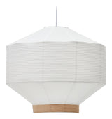 Hila Ceiling Lamp Screen, White Paper with natural wood veneer, Ø80