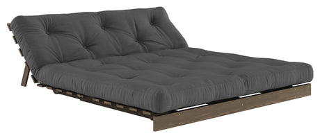 Roots 160 Sofa bed, Brown lacquered pine, Dark Gray