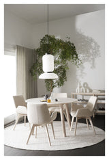 Taransay Dining table, Beige travertine, White pigm., Ø125