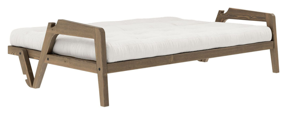 Grab Sofa bed, Brown lacquered pine, Off white