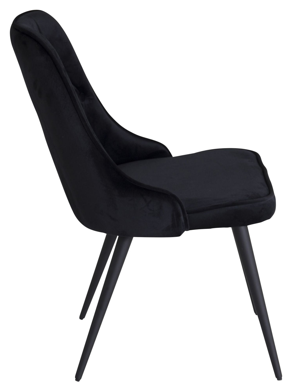 Velvet Dining chair with square backrest, Black Velvet