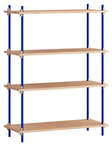 Shelving System, 1 bay, 4 shelves, H:115, Oak/Blue