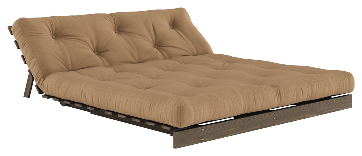 Roots 160 Sofa bed, Brown lacquered pine, Mocca