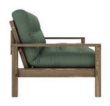 Knob Sofa bed, Brown lacquered pine, Olive Green