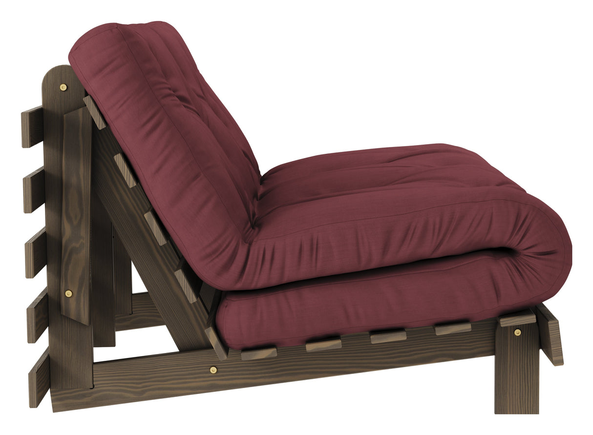 Roots 140 Sofa bed, Brown lacquered pine, Bordeaux