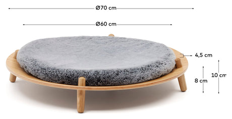 Bunola Bed for Pets, Ash Shavings and Pillow, Gray Fur, Ø70