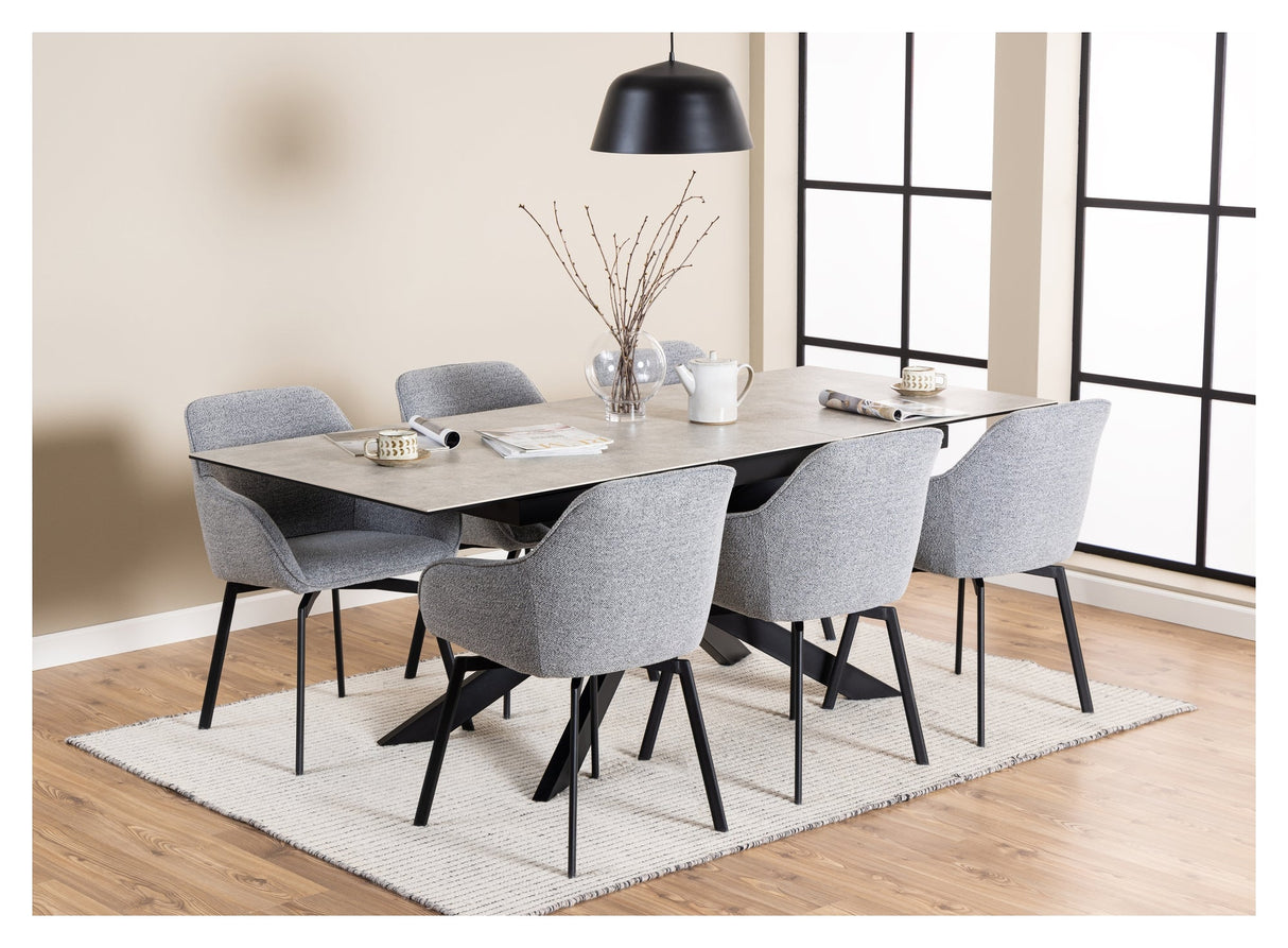 Irwine, dining table 168/210cm - gray