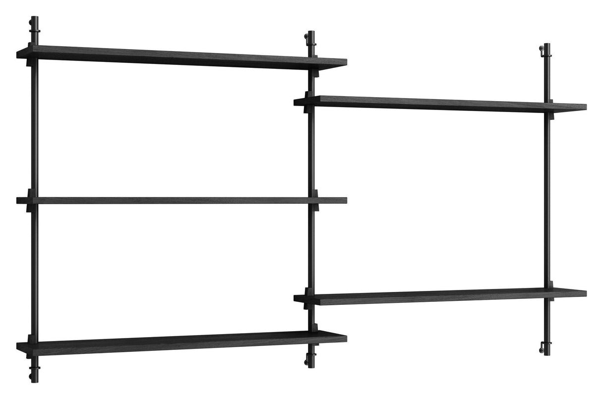 Wall Shelving, 2 bays, 5 shelves, H:85, Black/black