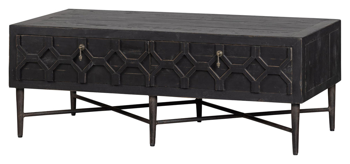 Bequest Coffee table with drawers, Black iron/Pine