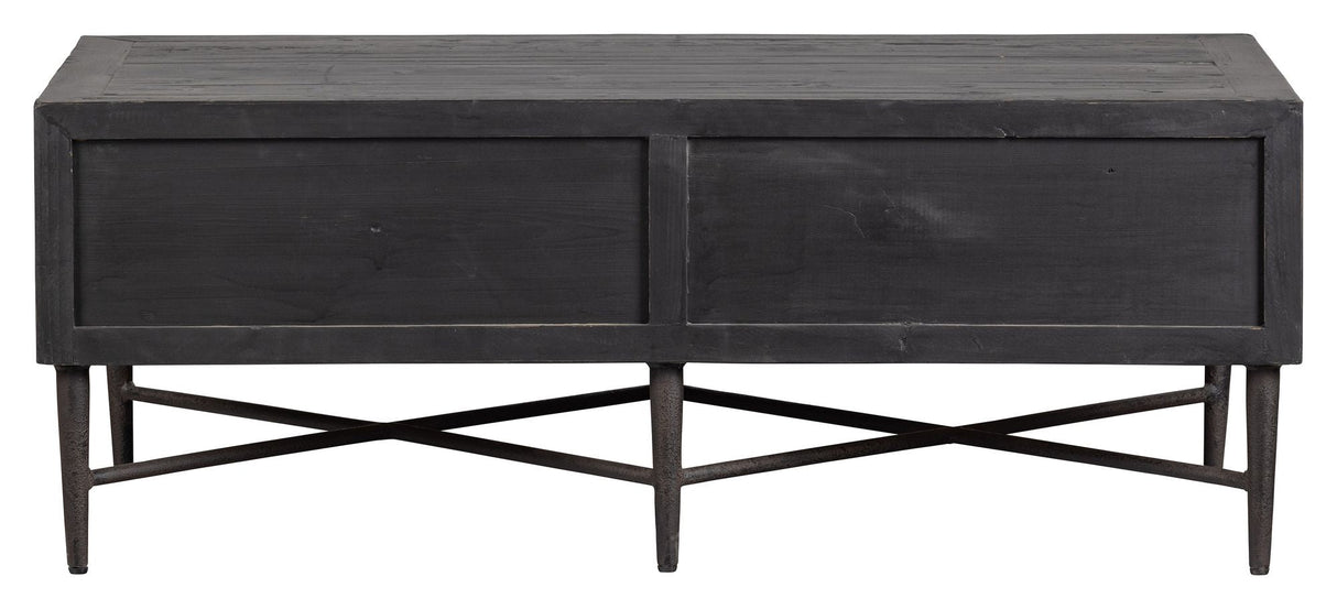 Bequest Coffee table with drawers, Black iron/Pine