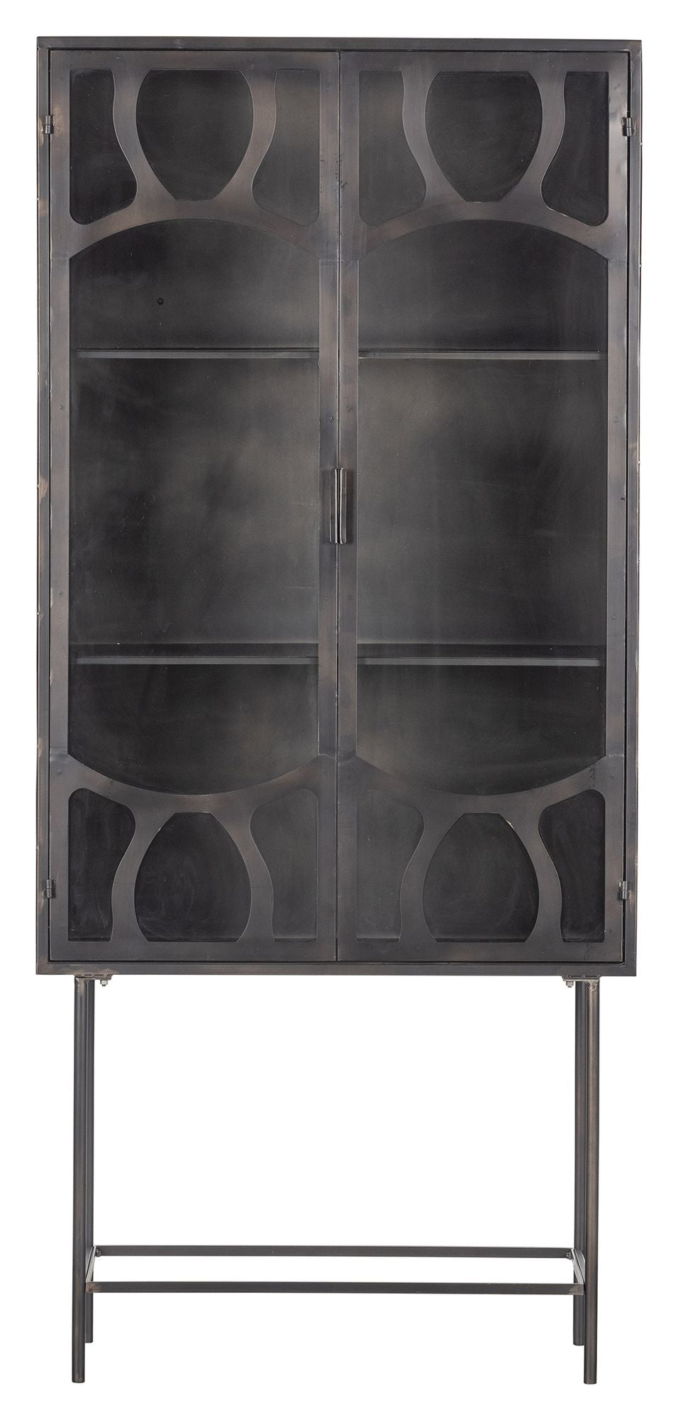 Gracious Vitrine cabinet with glass doors, Black metal