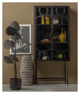 Gracious Vitrine cabinet with glass doors, Black metal