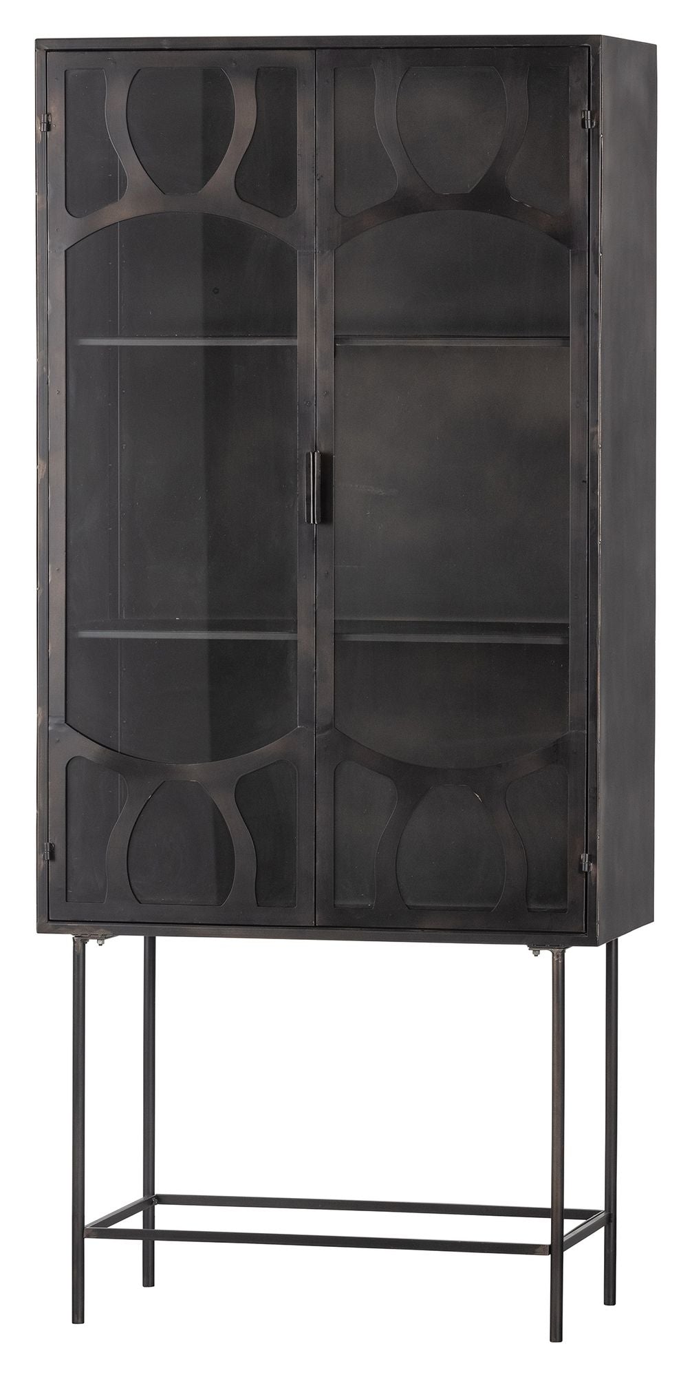 Gracious Vitrine cabinet with glass doors, Black metal