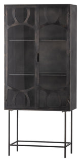 Gracious Vitrine cabinet with glass doors, Black metal