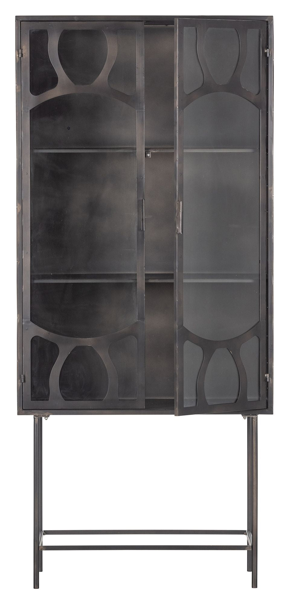 Gracious Vitrine cabinet with glass doors, Black metal