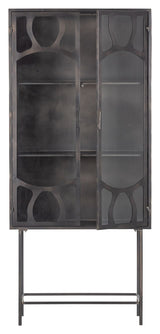 Gracious Vitrine cabinet with glass doors, Black metal