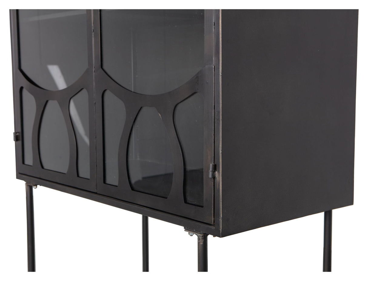 Gracious Vitrine cabinet with glass doors, Black metal