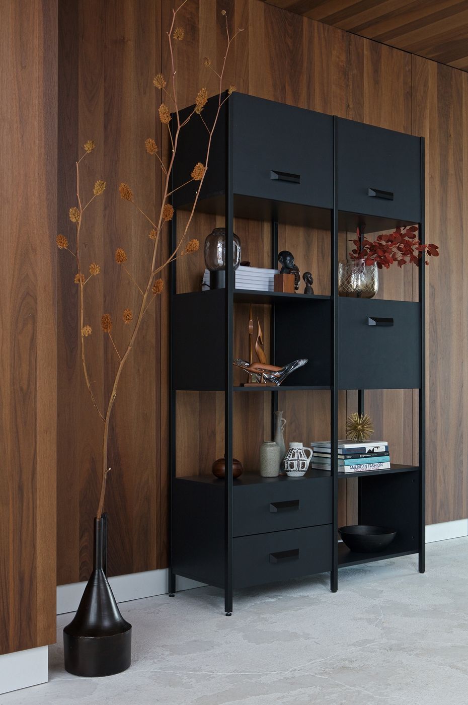 Legacy Shelf H220 cm in black - Wood/Iron