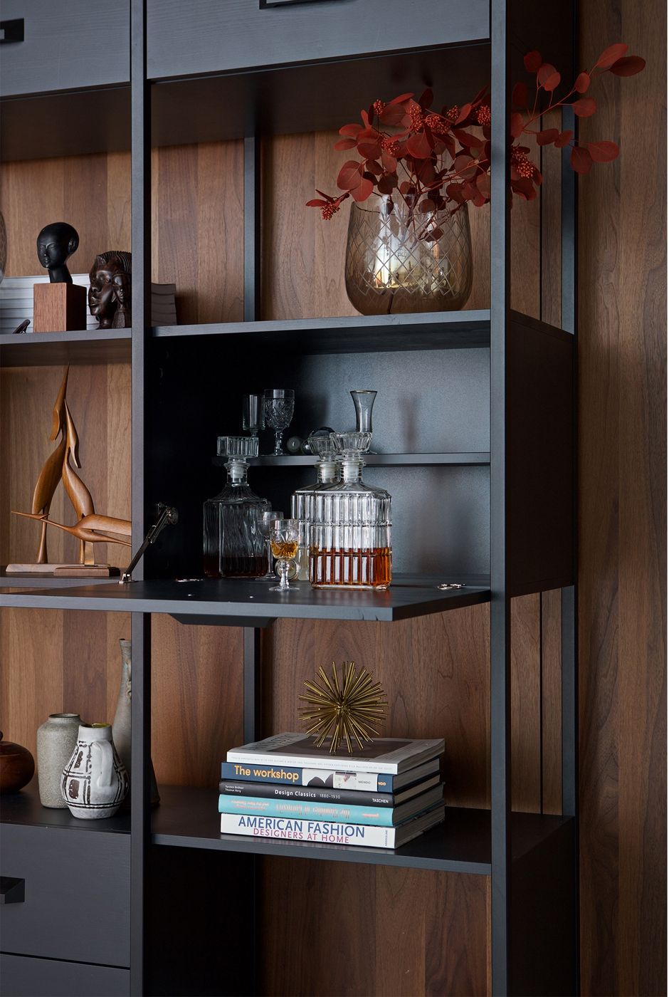 Legacy Shelf H220 cm in black - Wood/Iron