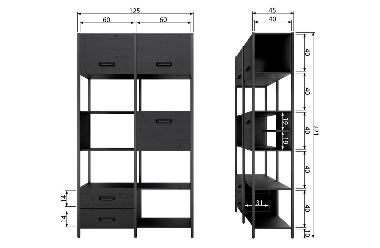 Legacy Shelf H220 cm in black - Wood/Iron