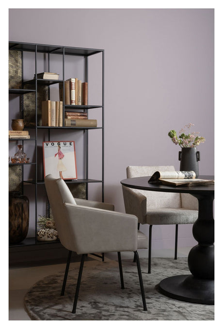 Install Dining chair with armrests, Leather look nature