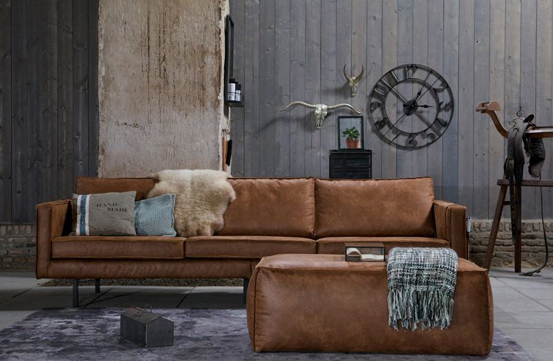 Rodeo 3-seater sofa in eco-leather, Cognac