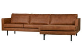 Rodeo 3-pers. Sofa with right-facing chaise, Cognac