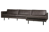 Rodeo 3-pers. Sofa with right-facing chaise - Black