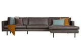 Rodeo 3-pers. Sofa with right-facing chaise - Black