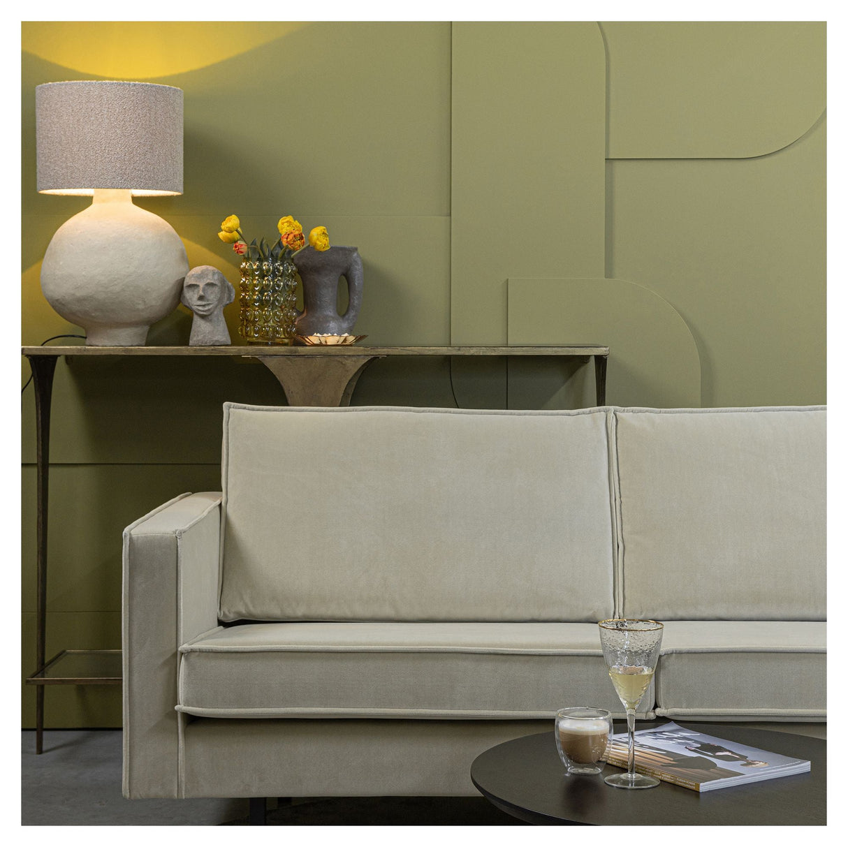 Rodeo Corner sofa, right-facing - Pistachio velvet