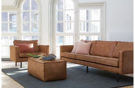 Rodeo Pouf in eco-leather, Cognac