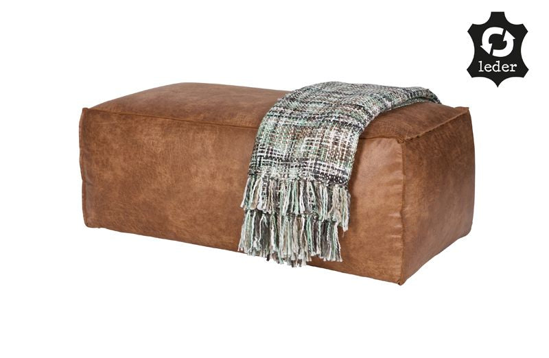 Rodeo Pouf in eco-leather, Cognac