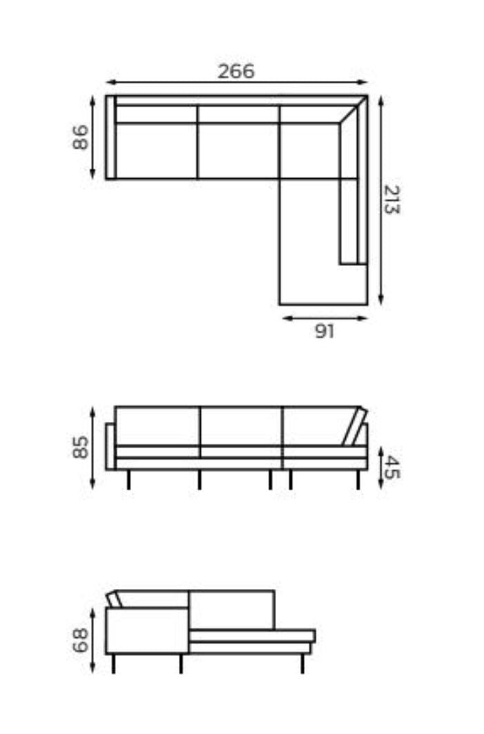 Rodeo Sofa w/right-facing chaise, Cognac