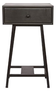 Skybox Side table, w. Drawer in black wood and metal