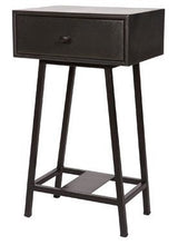 Skybox Side table, w. Drawer in black wood and metal