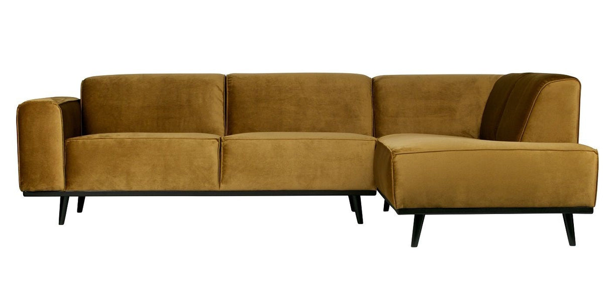 Statement Sofa w/right-facing chaise - Honey yellow velvet