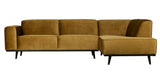 Statement Sofa w/right-facing chaise - Honey yellow velvet