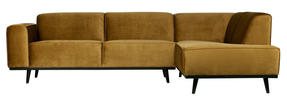 Statement Sofa w/right-facing chaise - Honey yellow velvet